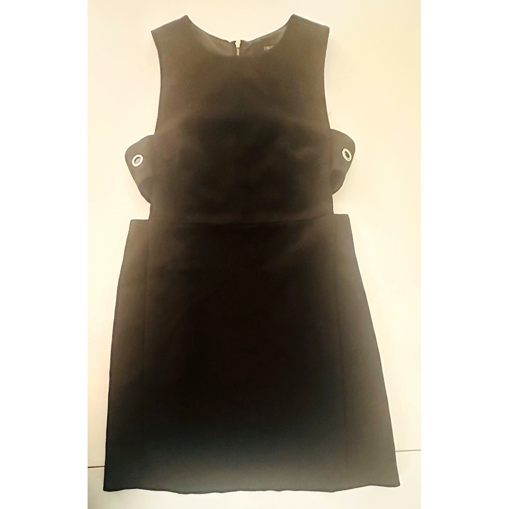 FOREVER 21 Women's Black Cutout Eyelet Zip Back Mini Dress Round Neck S